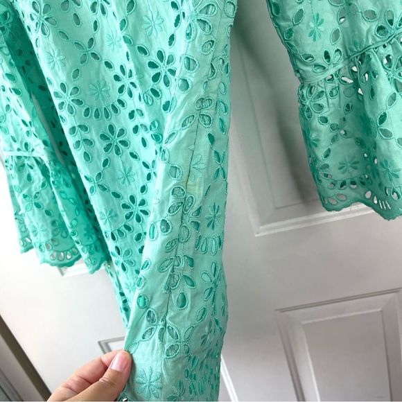 J.Crew New Eyelet Scalloped Shift Dress with Pockets Mint Size 0P - Picture 11 of 12